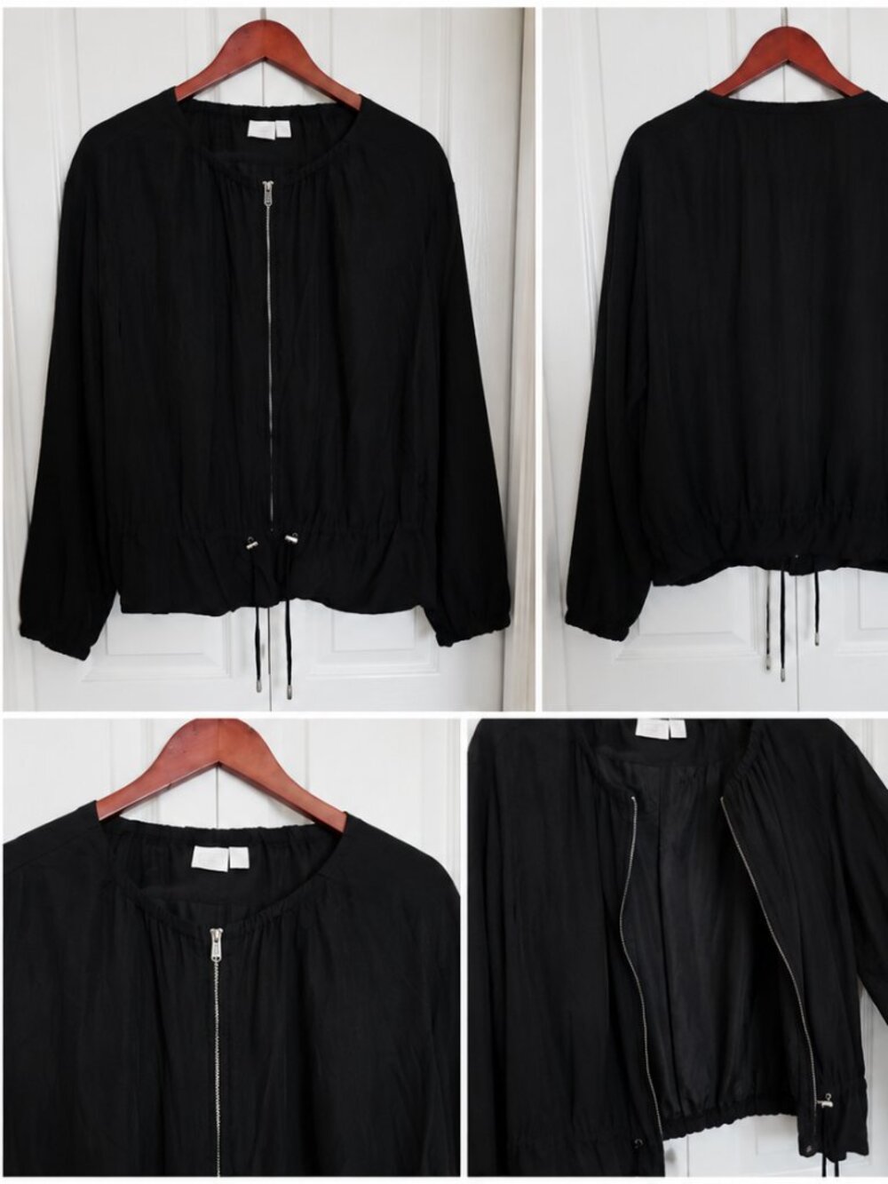 14th & Union Women Black Lightweight Zip Front Jacket Blouson Long Sleeve Sz XL.